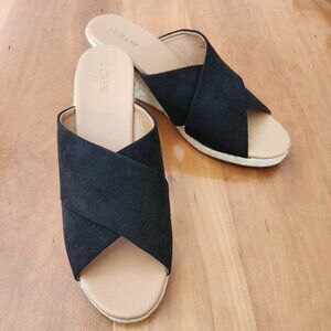 J. Crew Crisscross Mule Espadrille‎ Wedges Black Slide Sandals BH223 Size 11 NEW